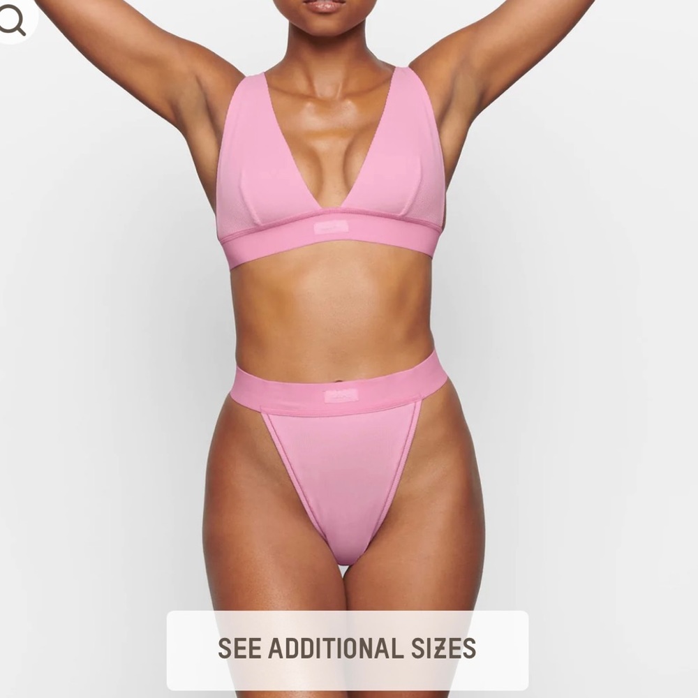 Skims Bubblegum Pink Cotton Rib Thong